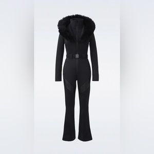 MACKAGE ELLE-Z Techno fleece ski suit with removable hood and fur trim
